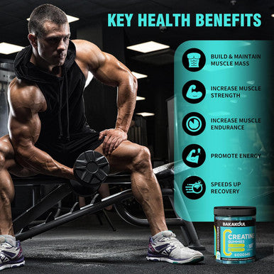 Creatine Monohydrate Gummies 5G For Men & Women - 120 Sugar Gummies With Magnesium Glycinate, L-Threonate, L-Taurine + Vitamin B12 For Muscle Support, Energy Boost, (Blueberry Flavor)