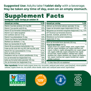 MegaFood Women'S One Daily Multivitamin For Women - With Iron B Complex Vitamin C Vitamin D Biotin And More - Plus Real Food - Immune Support Supplement - Bone Health - Vegetarian - 30 Tabs