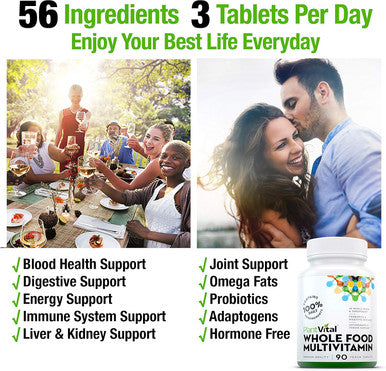 Plantvital Whole Food Multivitamin Multivitamins With 56 Superfoods Raw Veggies And Fruits Vitamins Earth Energy Fruits And Veggies Supplement Pure Fruit And Vegetable Supplements 270 Tablets