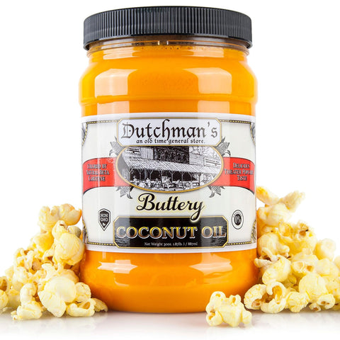 DutchmanÃƒÂ¢Ã¢â€šÂ¬Ã¢â€žÂ¢s Popcorn Coconut Oil | Butter Flavored Oil, 30oz Jar - Colored with Natural Beta Carotene, Makes Theater Style Popcorn, Vegan, Healthy, Zero Trans Fat, Gluten Free, Made in USA