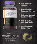 Men'S Multivitamin Gummies | 90 Count | Natural Blueberry Flavor | Vitamin C, D3 And Zinc | Vegetarian, Non-Gmo, Gluten Free Supp