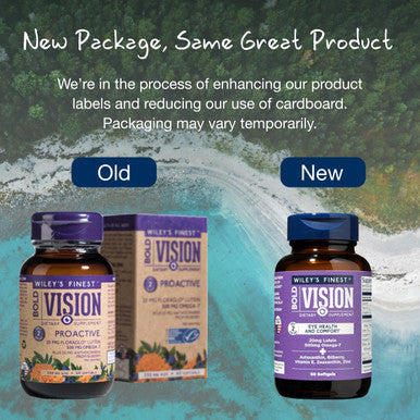Wiley's Finest Wild Alaskan Fish Oil Bold Vision - Fish Oil Eye Health Supplement with Lutein Zeaxanthin Bilberry Omega-7 Vitamin E and Zinc - 60 Softgels (30 Servings)
