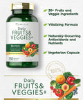 Carlyle Fruits and Veggies Supplement | 250 Capsules | Made with 32 Fruits and Vegetables | Vegetarian, Non-GMO, Gluten Free Superfood Formula