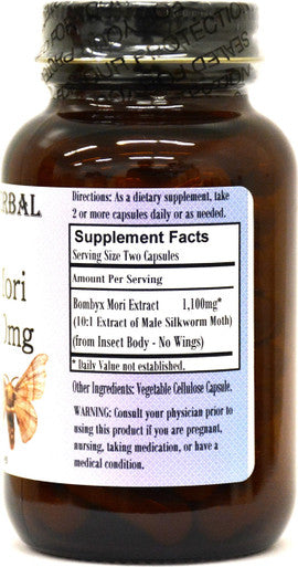 Barlowe's Herbal Elixirs Bombyx Mori Extract 10:1-60 550mg VegiCaps - Stearate Free, Bottled in Glass!
