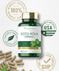 Gotu Kola Capsules 1500Mg | 180 Count | Non-Gmo, Gluten Free | Traditional Herb Extract | By Carlyle