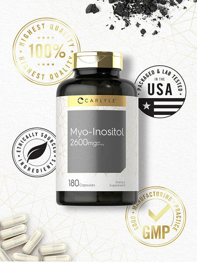 Carlyle Myo-Inositol 2600mg | 180 Capsules | High Potency Supplement | Non-GMO, Gluten Free