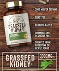 Grass Fed Beef Kidney Capsules | 200 Count | 3000Mg | Pasture Raised Desiccated Bovine Supplement | Hormone And Pesticide Free