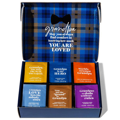 Thoughtfully Gourmet Best Grandpa Ever Tea Set Tea Sampler Includes 6 Flavors of Tea with Inspirational Quotes Great Grandpa s Set of 90