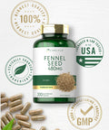 Carlyle Fennel Seed 480mg | 200 Capsules | Herbal Supplement | Non-GMO