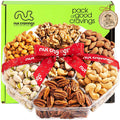 NUT CRAVINGS - Purim Mishloach Manot Mixed Nuts Gift Basket in Red Gold Box (7 Assortments, 1 LB) Ramadan Gifts Treats for Adults, Food Arrangement, Healthy Snack Care Package, Kosher