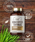 Grass Fed Beef Thymus 2100mg | 200 Capsules | Desiccated Pasture Raised Bovine Supplement | Non-GMO, Gluten Free | by Herbage Farmstead