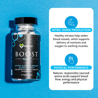 Karamd Boost Nxt | Nitric Oxide Booster Supplement | Natural L-Citrulline & L-Arginine Amino Acids | Improve Energy, Muscle Building & Performance | Non-Gmo, Gluten Free & Vegan Friendly (30 Servings)