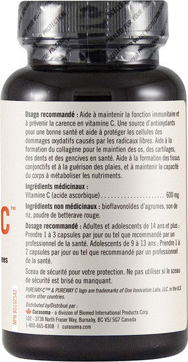 CURASOMA Pureway-C with Biolipids plus Citrus Bioflavonoids - Support Immune Function and Prevent Vitamin C Deficiency - Allergen Free, Vegan & Non-GMO - 90 Capsules with Highest Absorption and Uptake