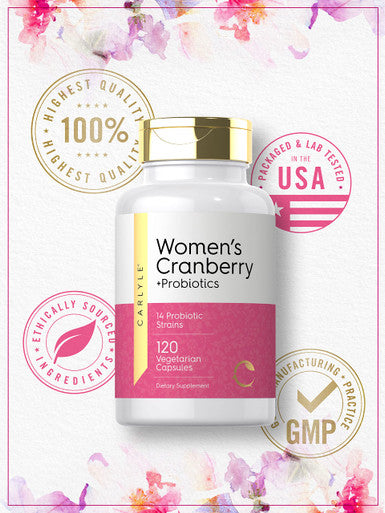 Women'S Cranberry Plus Probiotics | 120 Capsules | With 14 Probiotic Strains | Vegetarian, Non-Gmo, Gluten Free Supplement