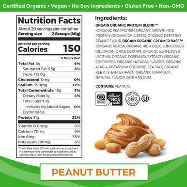 Orgain Organic Plant Based Protein Powder, Peanut Butter - Vegan, Low Net Carbs, 2.03 Pound & Organic Plant Based Protein Powder, Creamy Chocolate Fudge - Vegan, Low Net Carbs, Non Dairy, 2.03 Pound