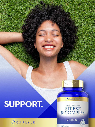 Carlyle Stress B-Complex Vitamin 180 Vegetarian Caplets With Vitamin C Non-Gmo & Gluten Supplement