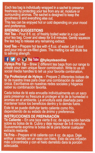 Hyleys Natural Ginger & Lemon Flavor Herbal Tea - 20 Tea Bags (Caffeine Gmo Gluten Dairy Sugar & 100% Natural Decaf)