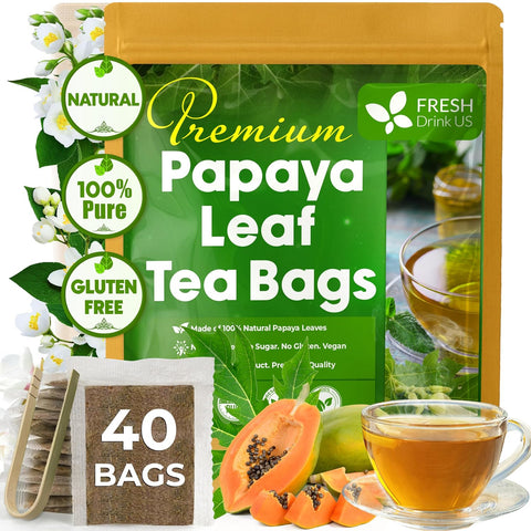FreshDrinkUS, Premium 120 Mulberry Leaf Tea Bags, 100% Natural & Pure from Mulberry Leaves. Loose Leaf Herbal Tea. Made with Natural Material Tea Bags. No Sugar, No Caffeine, No Gluten, Vegan.