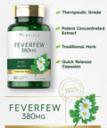 Carlyle Feverfew Capsules 380mg | 180 Count | Traditional Herb Extract | Non-GMO Gluten