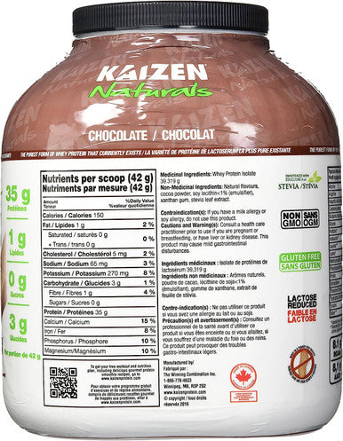 Kaizen Naturals Whey Protein Isolate, Chocolate, 2 kg