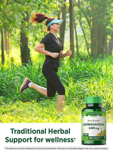 Ashwagandha Capsules | 3000mg | Extra Strength | 90 Count | Non-GMO & Gluten | Ashwagandha Root Supplement | by Natures Truth
