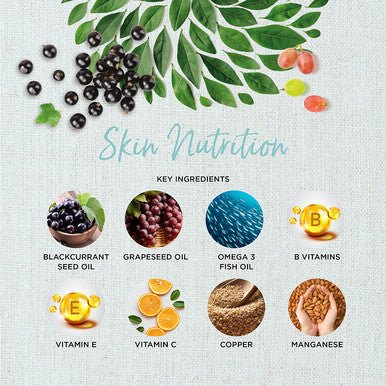 Healthspan Skin Nutrition (45 Days Supply) | Essential Nutritional Support for Healthy, Beautiful Skin Everyday | Added Vitamins & Minerals | Includes Blackcurrant Seed Oil, Grapeseed Oil & Omega 3