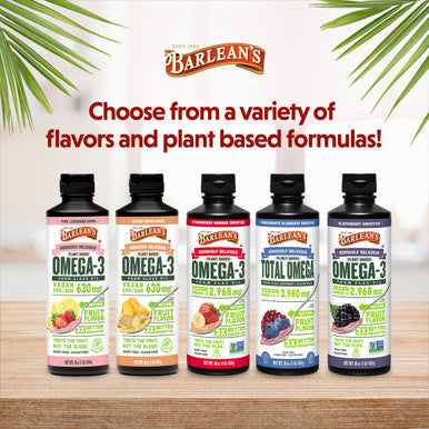 Barlean's Liquid Flaxseed Borage and Algae Oils Omega 3 Supplement Pomegranate Blueberry Flavor Vegan Epa and Dha From Algal Oil Flax Oil And Borage Seed Oil With 3 980 Mg Of Omega-3-6-9 16 Oz