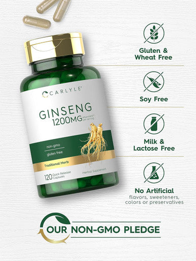 Carlyle Ginseng | 120 Capsules | 1200mg | Non-GMO and Gluten Supplement
