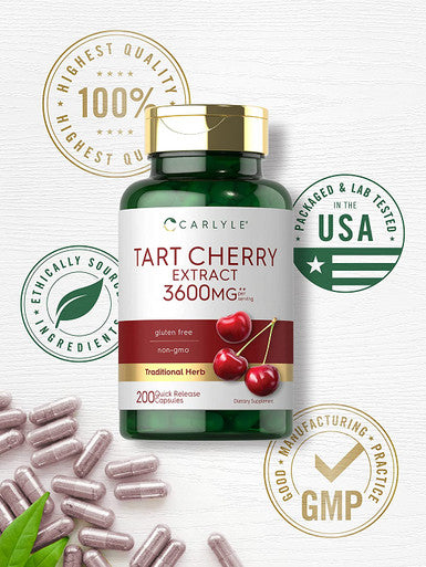 Carlyle Tart Cherry Extract Capsules | 200 Count | Non-Gmo And Gluten Free Formula | Traditional Herb Supplement
