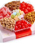 NUT CRAVINGS - Purim Mishloach Manot Mixed Nuts Gift Basket in Red Gold Box (7 Assortments, 1 LB) Ramadan Gifts Treats for Adults, Food Arrangement, Healthy Snack Care Package, Kosher
