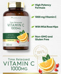 Carlyle Vitamin C 1000Mg | Timed Release | 120 Vegetarian Caplets | With Rose Hips | Non-Gmo & Gluten Free Supplement