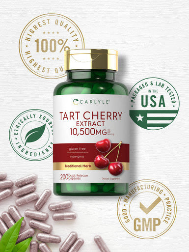 Carlyle Tart Cherry Capsules | 10,500Mg | 200 Pills | Max Potency | Non-Gmo, Gluten Free | Tart Cherry Juice Extract