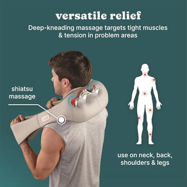 Homedics Neck Massager, Heated Shiatsu Neck, Shoulder And Back Massager With 3 Speeds, Changes Of Direction, And Convenient Straps - Portable Relief For Neck, Shoulders, Back, & Legs