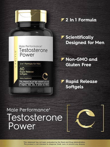 Carlyle Testosterone Power for Men | 60 Rapid Release Softgels | Non-GMO Gluten Supplement