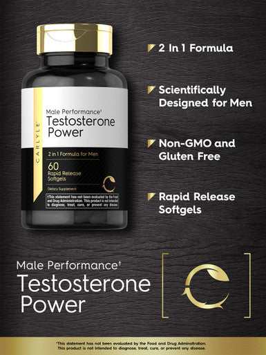 Carlyle Testosterone Power For Men 60 Rapid Release Softgels Non-Gmo, Gluten Free Supplement