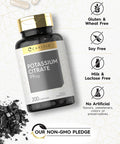 Potassium Citrate 99Mg | 200 Capsules | Non-Gmo And Gluten Free Supplement | By Carlyle
