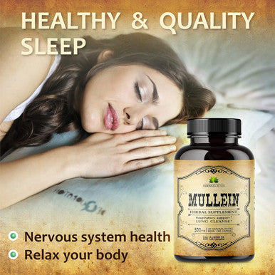 Herbalicious Mullein Leaf Capsules - Verbascum Thapsus Supplement - Herbal Extract Promoting Lung Respiratory & Digestive Wellness - Lung Cleanse & Detox Support Pills - Vegan Non-GMO 100 Tablets