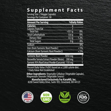 Karamd Turmeric Ccm | Natural Joint Support Supplement | Boswellia & 95% Pure Turmeric Curcuminoids | Help With Joint & Muscle Soreness | Non-Gmo, Gluten Free & Vegan Friendly (30 Servings)