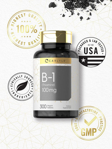 Carlyle Vitamin B-1 | 100Mg | 300 Tablets | Non-Gmo And Gluten Free Thiamin Supplement