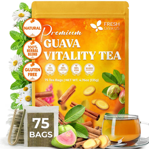 FreshDrinkUS, Premium 75 Mulberry Leaf Tea Bags, 100% Natural & Pure from Mulberry Leaves. Loose Leaf Herbal Tea. Made with Natural Material Tea Bags. No Sugar, No Caffeine, No Gluten, Vegan.