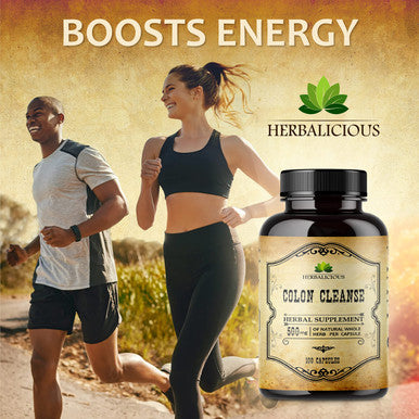 HERBALICIOUS Colon Cleanse 100 Capsules Dietary Supplement For Men And Women All Natural Senna Leaf Powder Herbal Supplement
