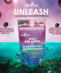 KIKI Green Sea Moss Powder with Elderberry Vegan Superfood Multivitamin Blend for Immune Boost and Support Add to Smoothies Juice 6 oz