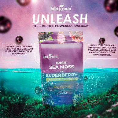 Kiki Green Sea Moss Powder With Elderberry 6 Oz