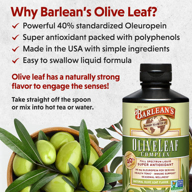 Barlean's Organic Oils Olive Leaf Complex Immune Support Liquid 16 Ounce