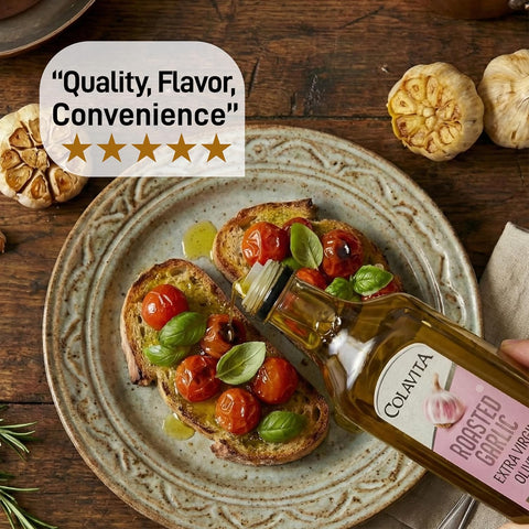 Colavita Roasted Garlic Extra Virgin Olive Oil, 32 Fl Oz ÃƒÂ¢Ã¢â€šÂ¬Ã¢â‚¬Å“ Cold Pressed EVOO Infused with Natural Roasted Garlic Flavor for Cooking, Dressings, Marinades & Dipping