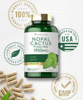 Nopal Cactus 1950 Mg | 180 Capsules | Prickly Pear | Non-Gmo, Gluten Free | By Carlyle