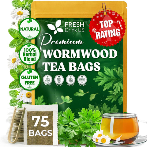 FreshDrinkUS, Premium 120 Mulberry Leaf Tea Bags, 100% Natural & Pure from Mulberry Leaves. Loose Leaf Herbal Tea. Made with Natural Material Tea Bags. No Sugar, No Caffeine, No Gluten, Vegan.