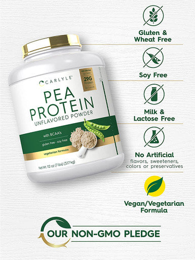 Carlyle Pea Protein Powder 7lb | Unflavored | 29G Protein | Non-GMO, Gluten, and Soy-Free | Vegetarian Protein Powder