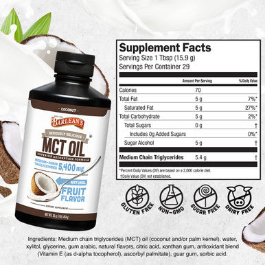Barlean's Mct Oil Supplement Coconut Flavored For Keto Coffee Emulsified Creamy Liquid Syrup With 5 400Mg Plant-Based Mct'S To Support Energy Focus And Wellness 16 Oz