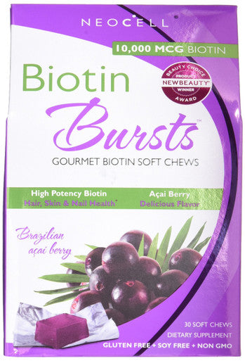 Neocell Neocell Laboratories Biotin Bursts Chewable Acai Berry, High Potency, 30 Count (Pack of 2)